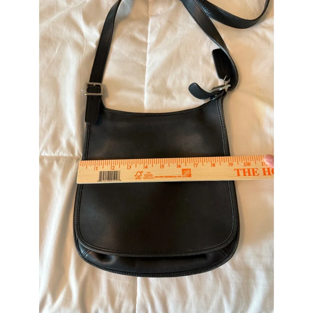 Vintage Coach Black Leather Companion Bag 9135 Crossbody Flap Purse Costa Rica